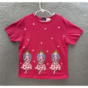 Vintage Honors Shirt Girls Medium Pink Crewneck Princess Hearts 1980s 1990s